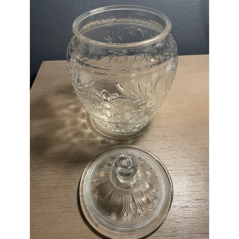 Anchor Hocking Vintage Clear Sandwich Cookie Jar & Lid - 10 1/8'' Glassware - Picture 2 of 6